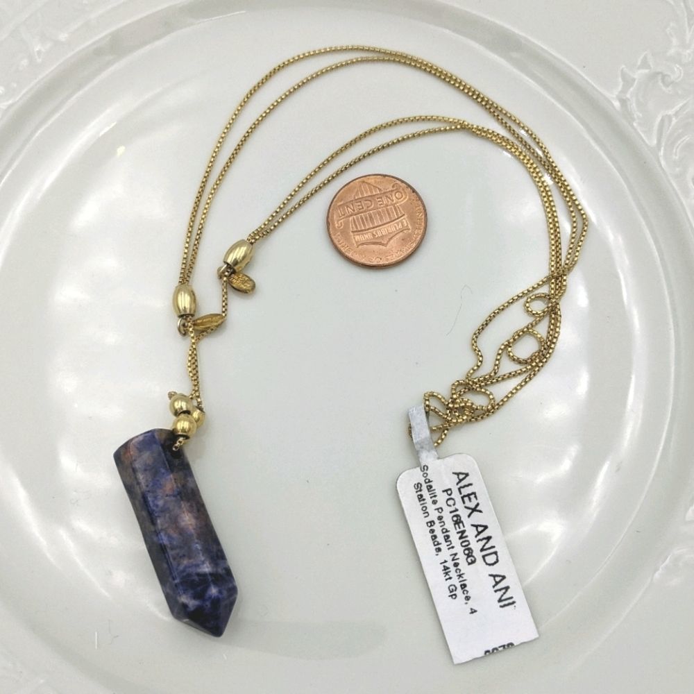 Alex an Ani 14kt Sterling Silver Sodalite Necklace
